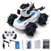 1/12 Scale 2.4GHz Amphibious RC Car with Lights, Music, Mist, and Water-Shooting Function (White)