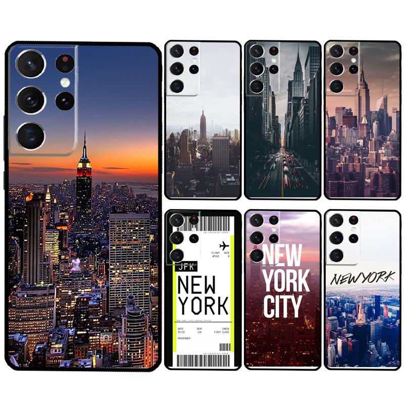 New York City Case For Samsung Galaxy S23 S22 S24 Ultra Note 20 10 S8 S9 S10 Plus S20 FE S21 FE Cover