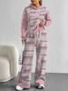 Flame splicing European and American autumn and winter casual long-sleeved suit women's hooded sweater trousers two-piece set