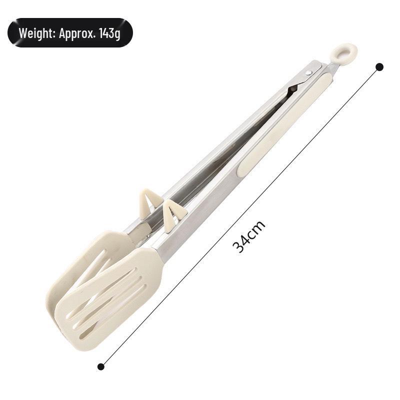 Silicone & Stainless Steel Heat-Resistant Food Tongs with Stand, 9" & 12" for BBQ, Steak, and Bread.