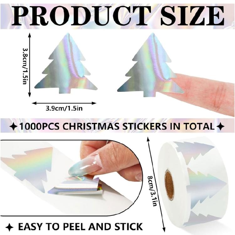 1000Pcs Reflective Colorful Round Holiday Sticker 2 Rolls For Party Decorations Gift Sealing Crafts Adhesive Labels