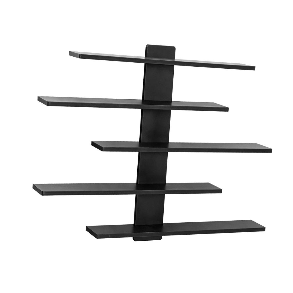 Scaffale Galleggiante per Statuine Salvaspazio Legno Parete Statuine Decorazione Espositore per Bambole Statue Ornamenti Nero 5 Ripiani