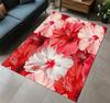 Rot Orange Blume Teppich Tropischer Teppich Hibiskus Floraler Teppich Terrassendekor Balkon Gartenteppich Grünes Blattmuster Outdoor Fußmatte
