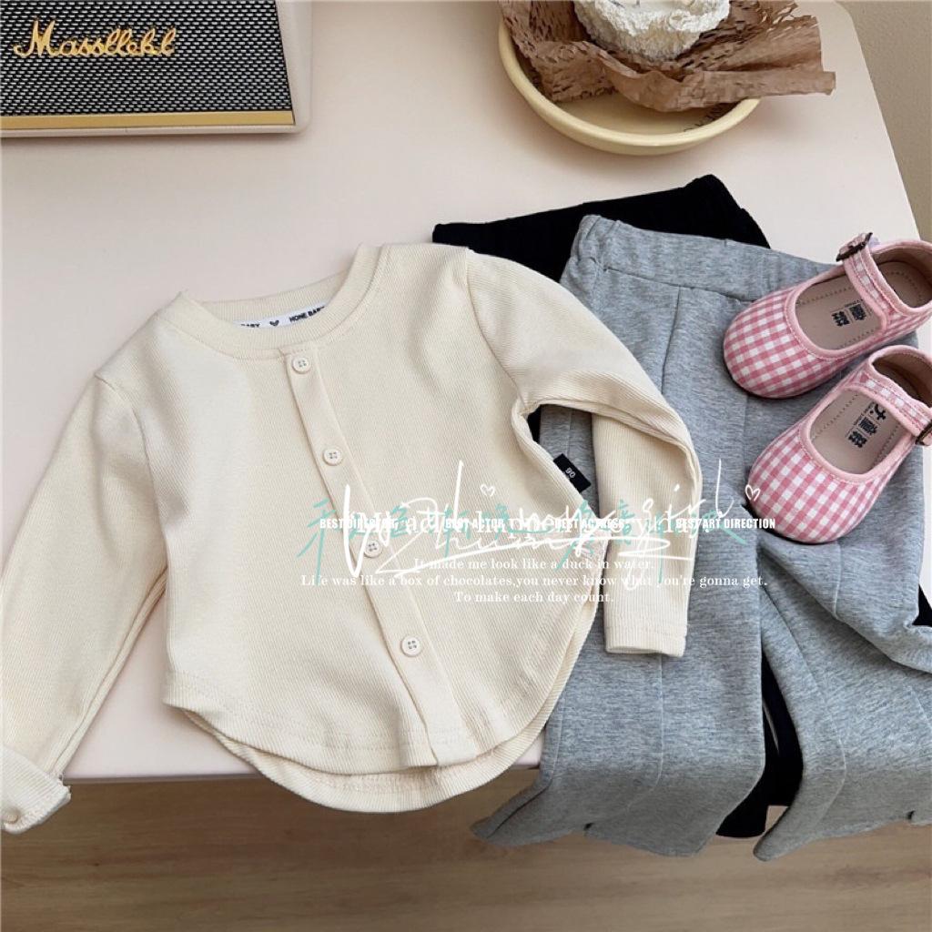Children's Solid Color T-Shirts Slim Top Fashion Breasted T-shirt Long Sleeve Girls Play Undershirt Kids Clothes for Girls