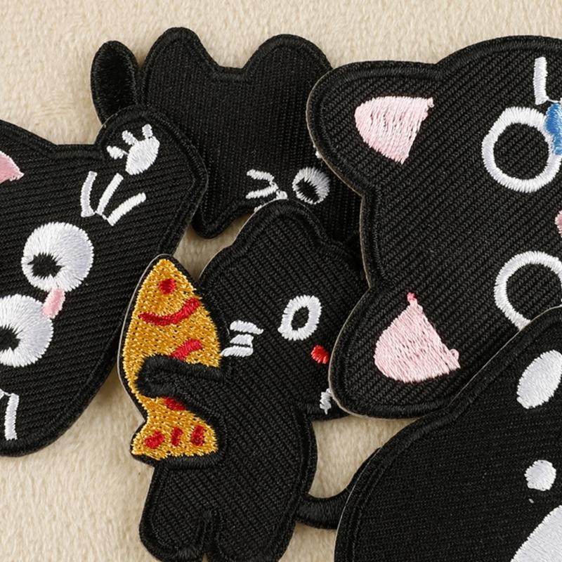 7 sztuk naszywek z haftem kotka do naprasowania, samoprzylepne aplikacje haftowane do dekoracji ubrań, kurtek, toreb, plecaków, kapeluszy