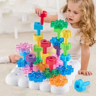 Vorschul-Nagelbrettspiel Montessori-Spielzeug DIY Zahnradbausteine Stapelspiel Kreatives Linienspiel Farbkognition Puzzlespielzeug