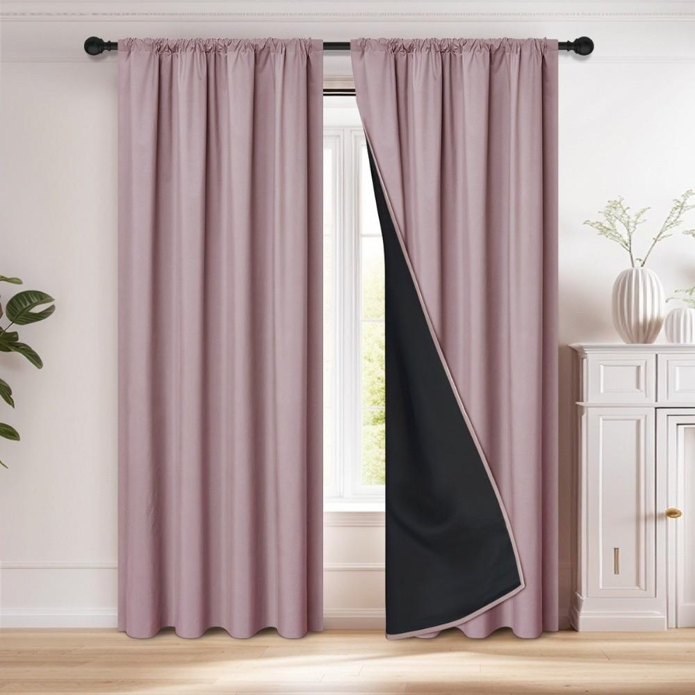 with Rod Pocket Window Curtain Coated Lining Curtains for Bedroom Blackout Curtain Kitchen