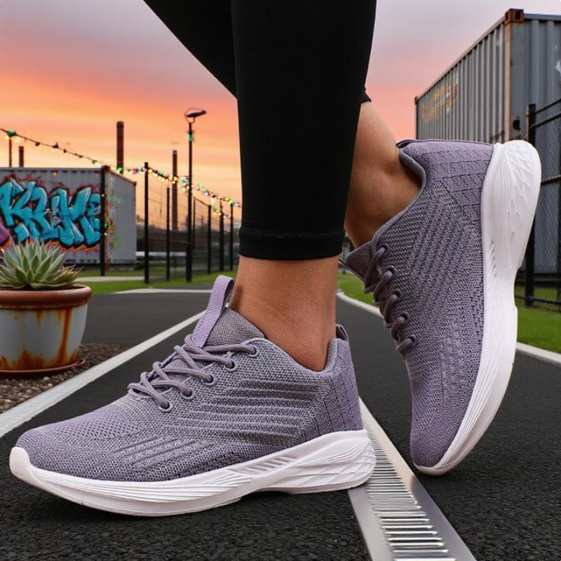 Women'S Knitted Mesh Sneakersfashionable Lace Up Casual Single Shoes Trendy Comfortable Breathable Walking Shoes Daily Use
