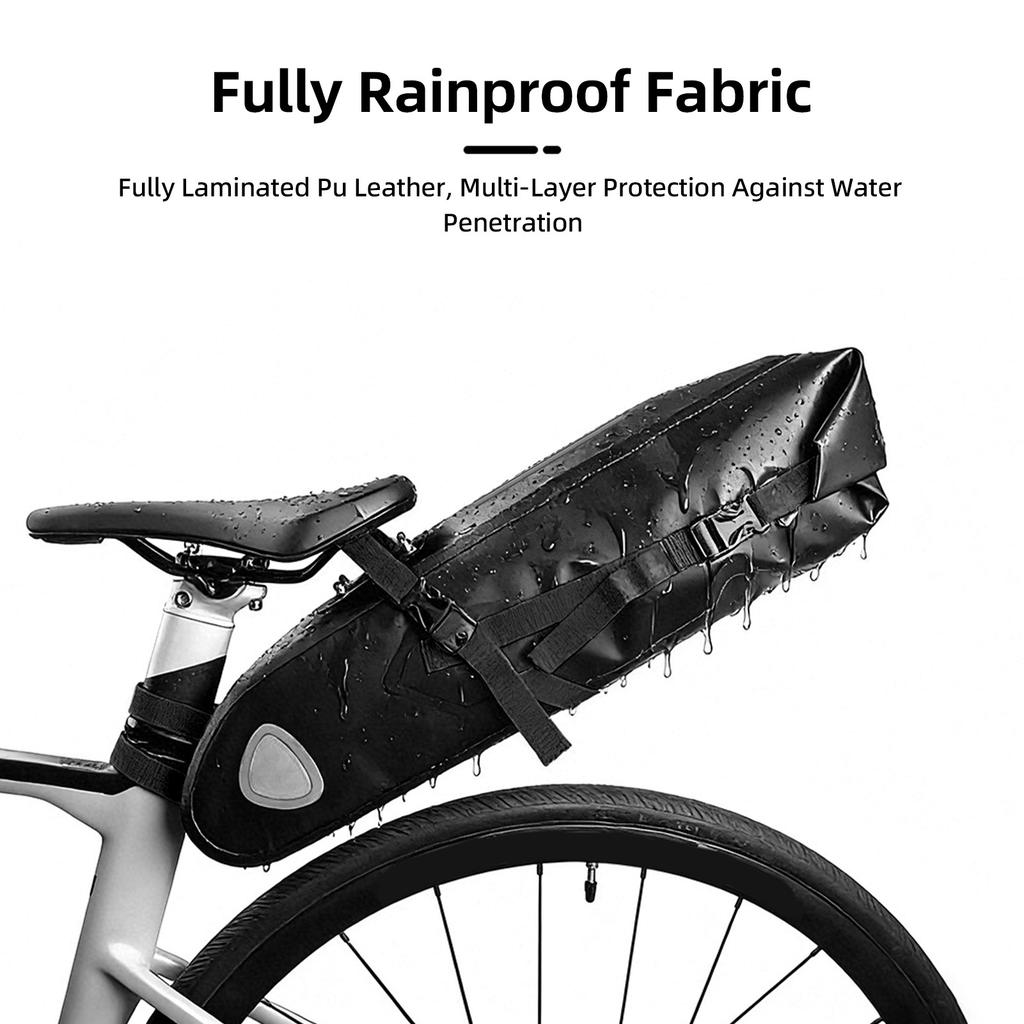 Fahrradsatteltasche Regendichte Fahrrad-Hecktasche 10L Großes Fassungsvermögen mit Rahmen für Mountainbike- und Straßenfahrten