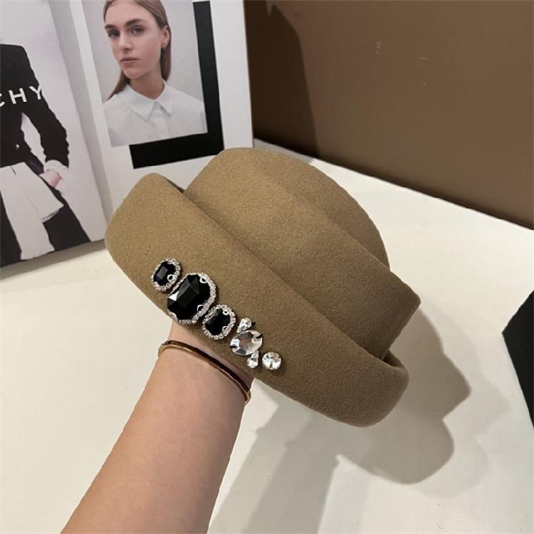 Women Felt Top Cap Girls Chauffeur Hat Adult Felt Beanie Winter Casual Headdress