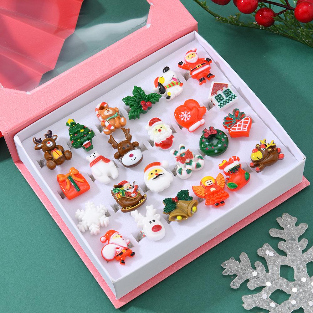 Christmas Series 3D Resin Children's Adjustable Ring Gift Box