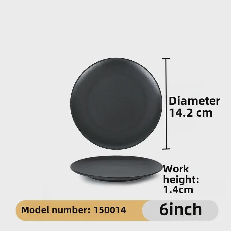 Melamine Black Tableware: Imitation Porcelain Plate for Cold Dishes, BBQ, Hot Pot, and Commercial Use.