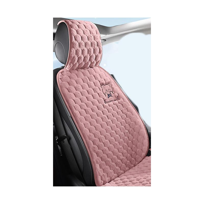 New Cartoon Bear Car Seat Cushion Winter Plush Warm Thickened Anti-slip Seat Cover Cute Ladies Universal Car Accessories
