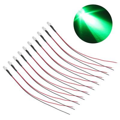 10 szt. diod elektroluminescencyjnych 5 mm, wstępnie okablowane, elektroniczne diody LED do dekoracji 5?12V zielony