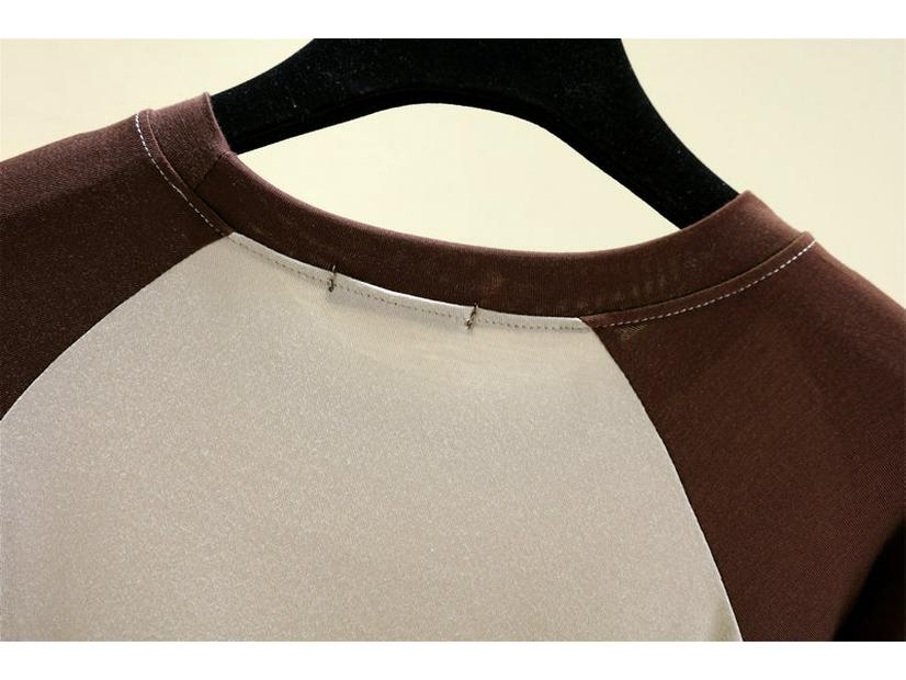 2024 Women's Black & White Color Block Raglan Long Sleeve Retro T-Shirt - Spring/Summer Loose & Slimming Base Layer