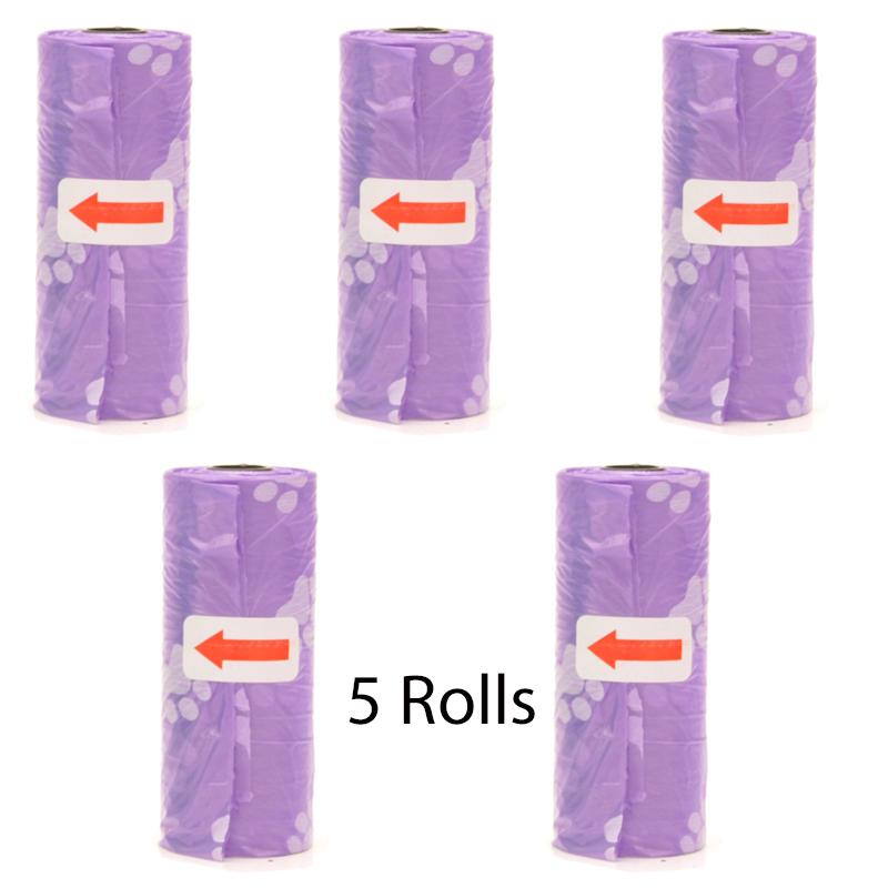 Pet Poop Bags Disposable Dog Waste Bags Bulk Poop Bags with Leash Clip and Bone Bag Dispenser 5 Rolls of 75 Pcs Bags