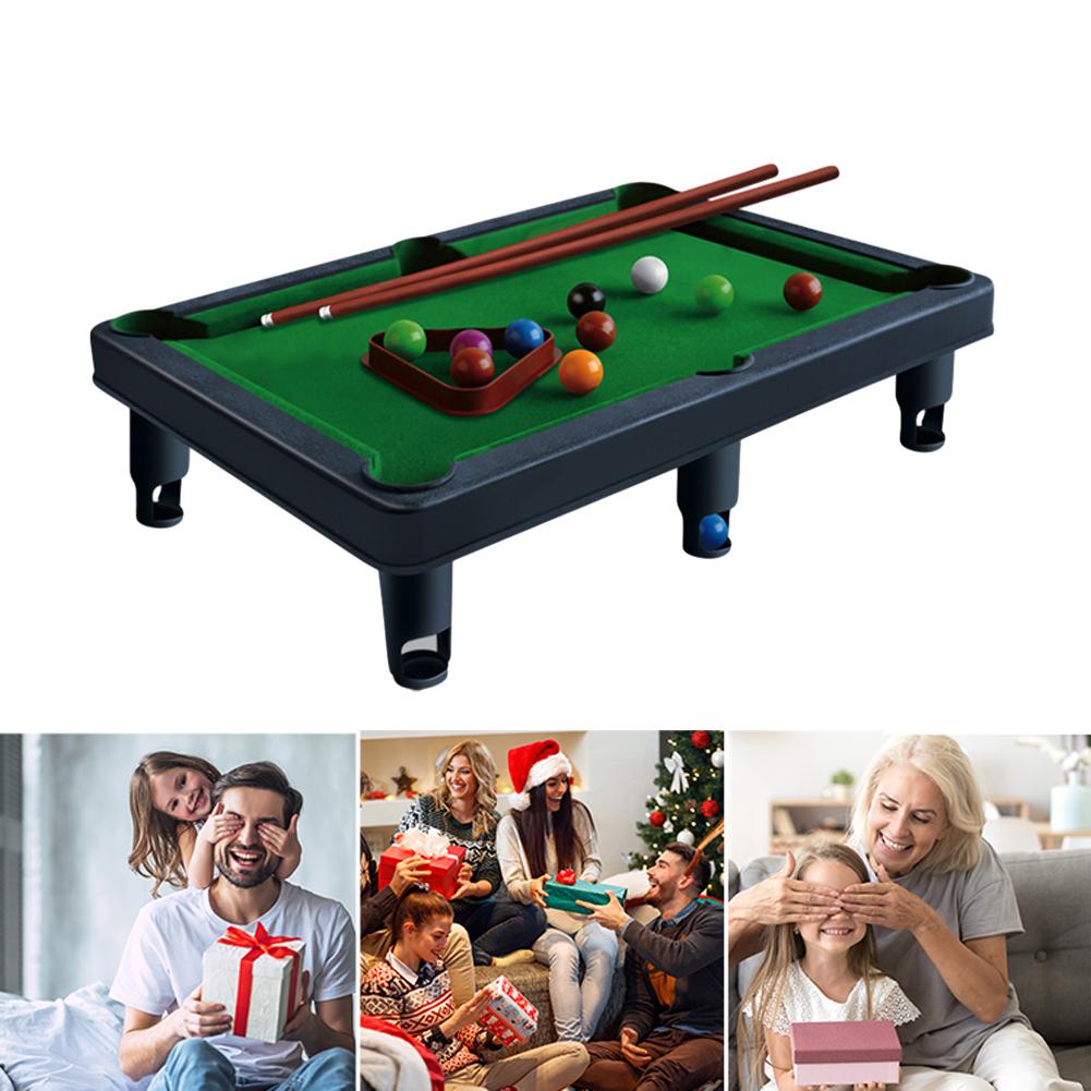 Mini Billiard  with 2 Sticks & Balls Miniature Pool Game Portable Stress Relief Kids Educational