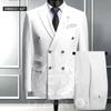 Men's Large Double-Breasted Wedding Suit & Groomsmen Two-Piece Set
