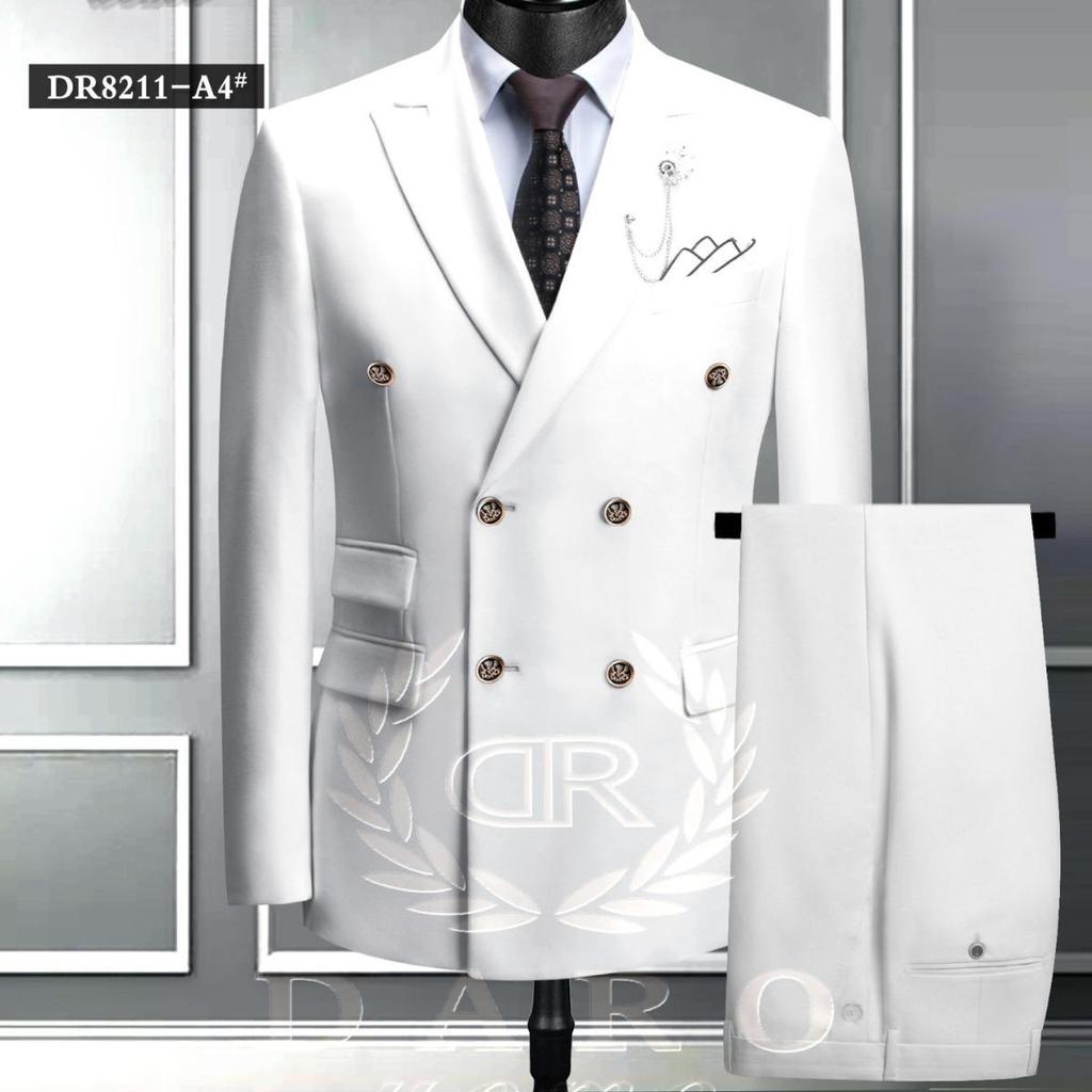 Men's Large Double-Breasted Wedding Suit & Groomsmen Two-Piece Set