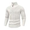 Men's Solid Color Knitted Sweater Tops  Men's Stand Collar Warm Classic Twisted Pullover Sweater