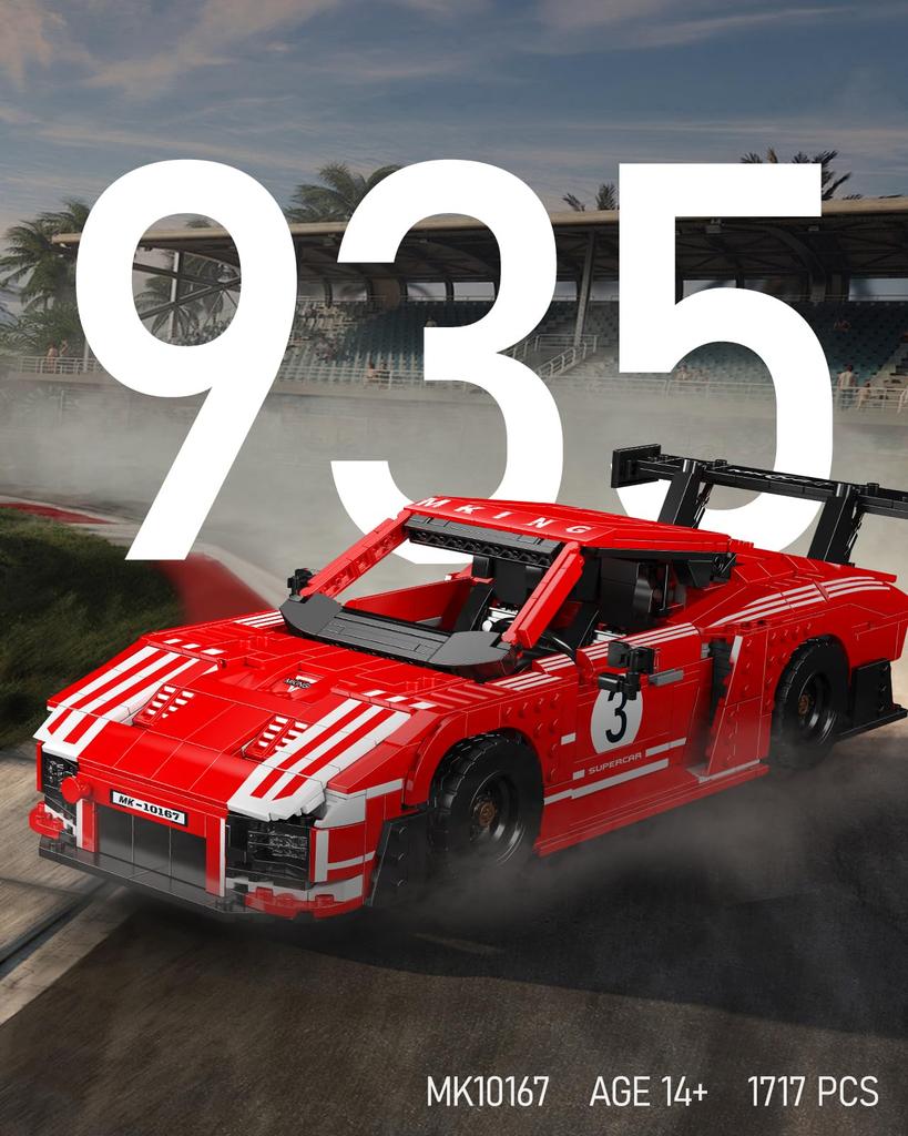 Mould King 10167 Red Racing Car Assembly Model, Classic Sports Car Building Block Kit, for Kids and Adults Ages 14 and Up (1717 Pieces)