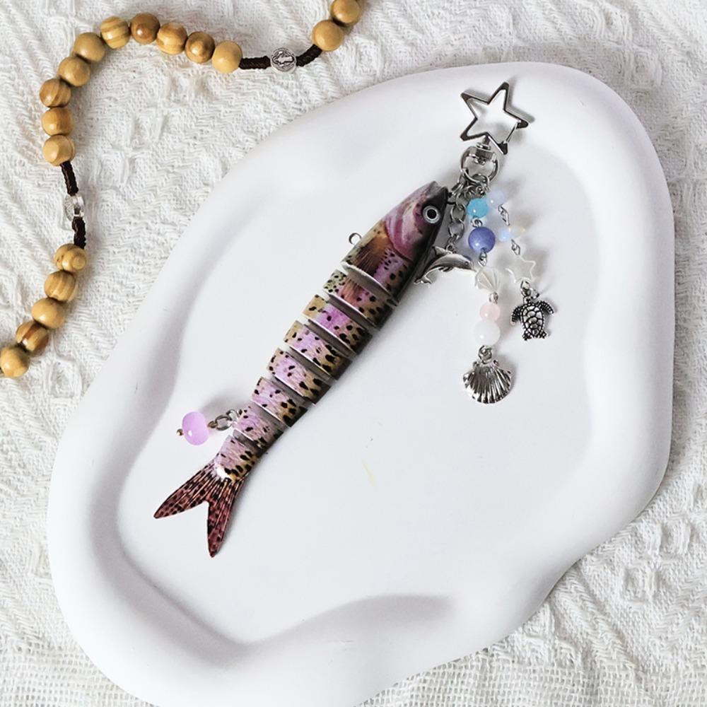 Funny Multi Jointed Fish Keychain Simulation Bag Charms Car Key Ring Fish Bait Keychain Jewelry Accessories