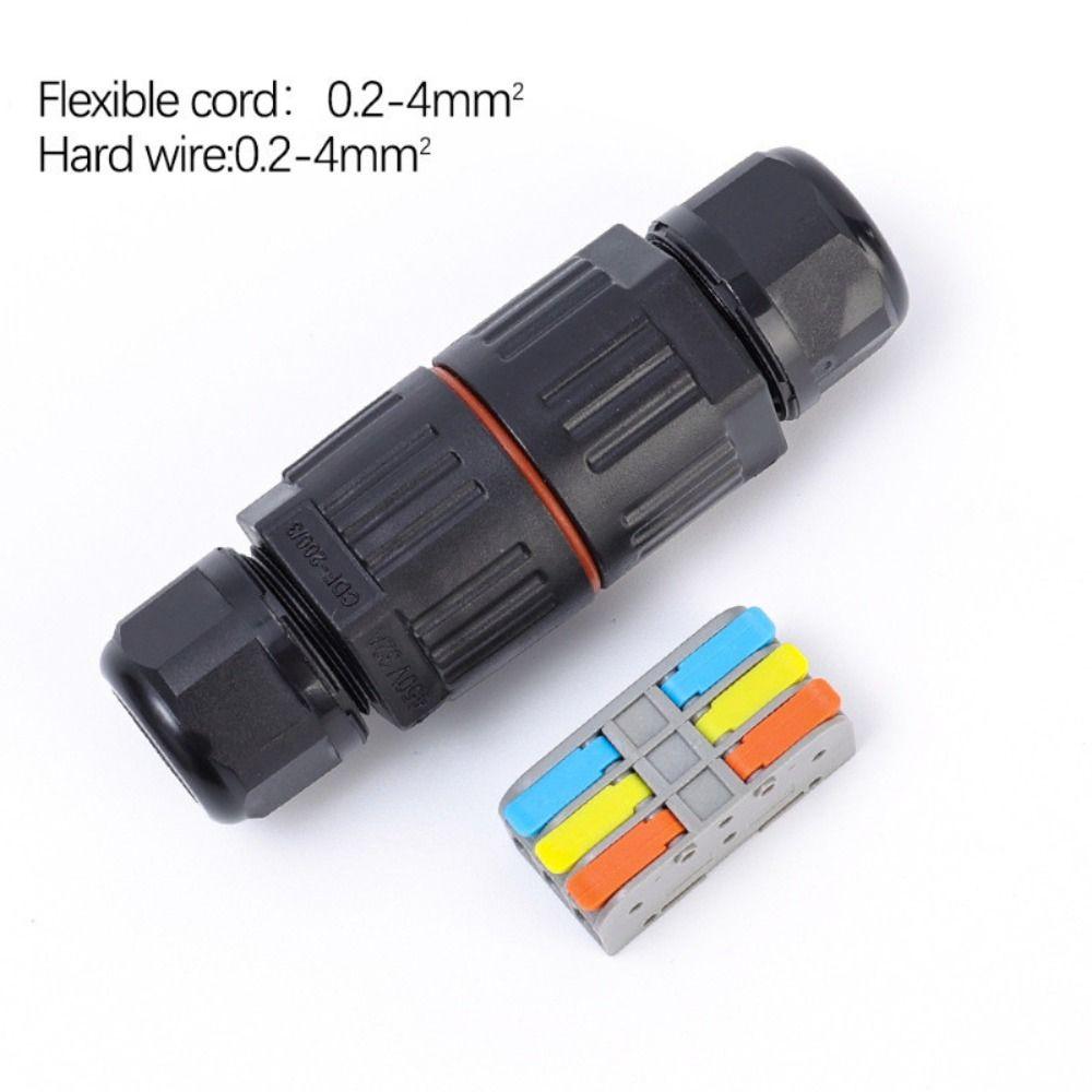 Straight Quick Push In Waterproof Cable Connector 2/3 Pin Junction Adapter  Cable
