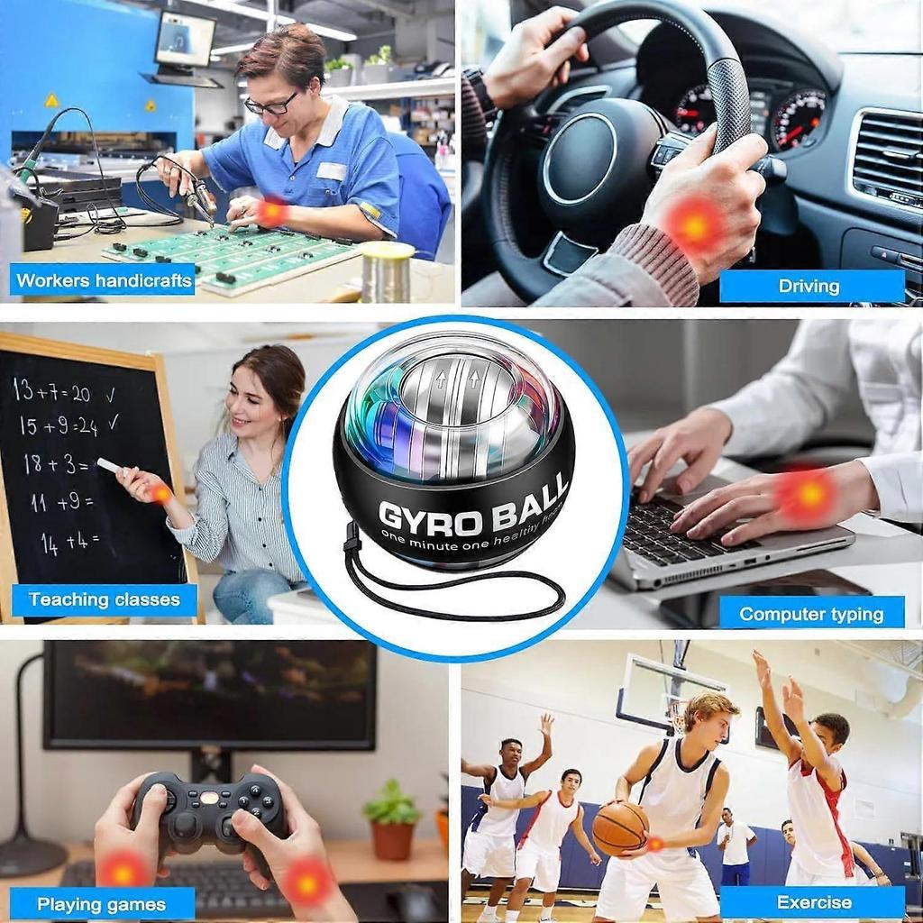 Auto-Start Wrist Power Gyro Ball with LED Lights, Wrist Strengthener and Forearm