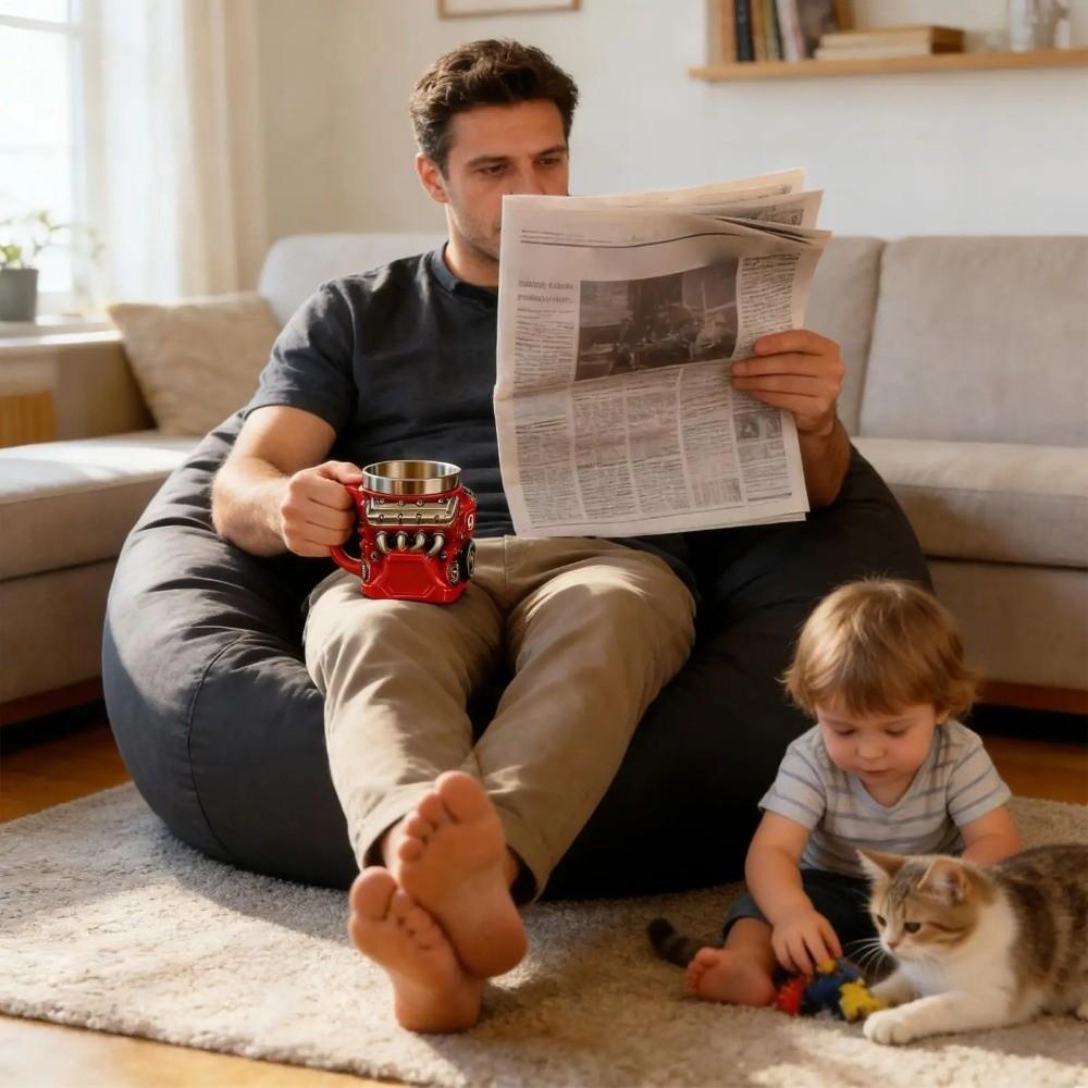 V6/V8/V12 Engine Coffee Cup Double Wall Insulation Drinking Cup Unique Tea Mugs  Mechanics