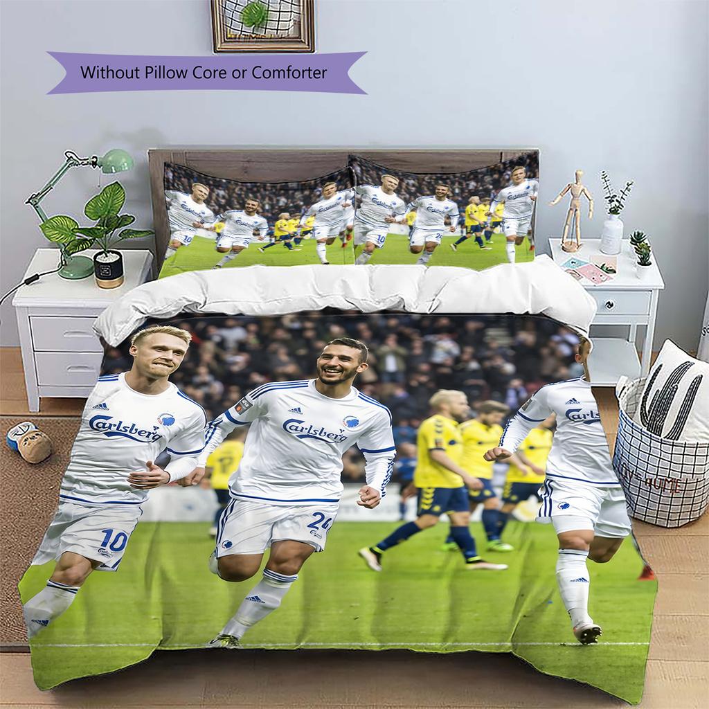 Copenhagen Football Club Pattern Bedding Home Decoration Birthday Gift (1 * duvet cover + 2 * pillowcase, without core)