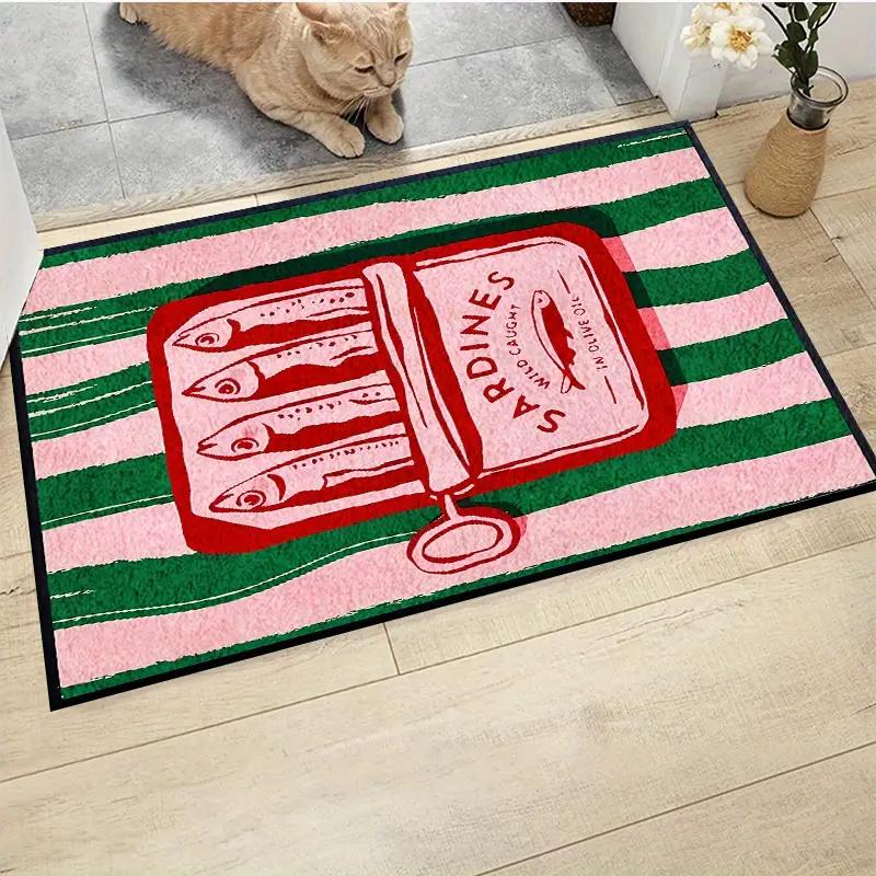 VIKAMA Sardine Can Pattern Doormat Insulating And Warm Entrance Hallway Mat Bathroom Shower Area Foot Mat Home Decor