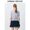 UR Women's Short Sleeve Knit Top with Contrast Bow