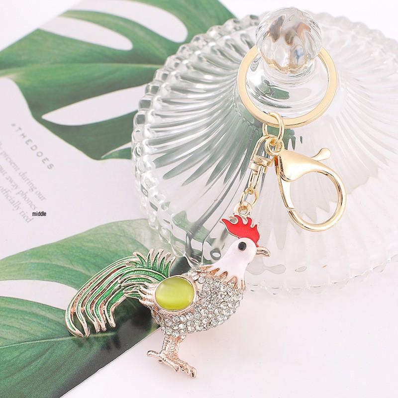 Colorful Rhinestone 3D Tiger Keychain and Metal Backpack Accessory