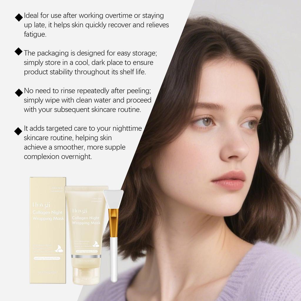 Collagen Night Wrapping Mask Peel Off Mask Brightening Facial Mask Deeply Cleansing Pores Shrink Hydrates Nourishing Skin Care