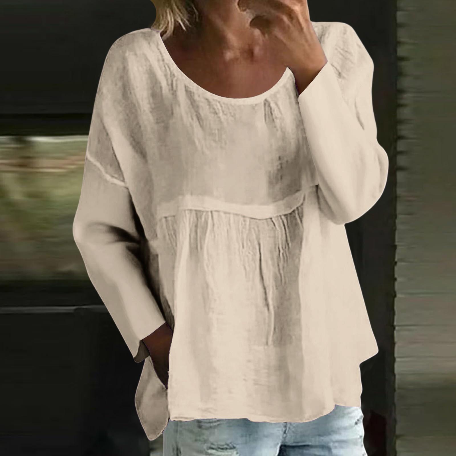 

Women s Casual Fashion Loose Round Neck Floral Print Long Sleeve Top XXL хаки