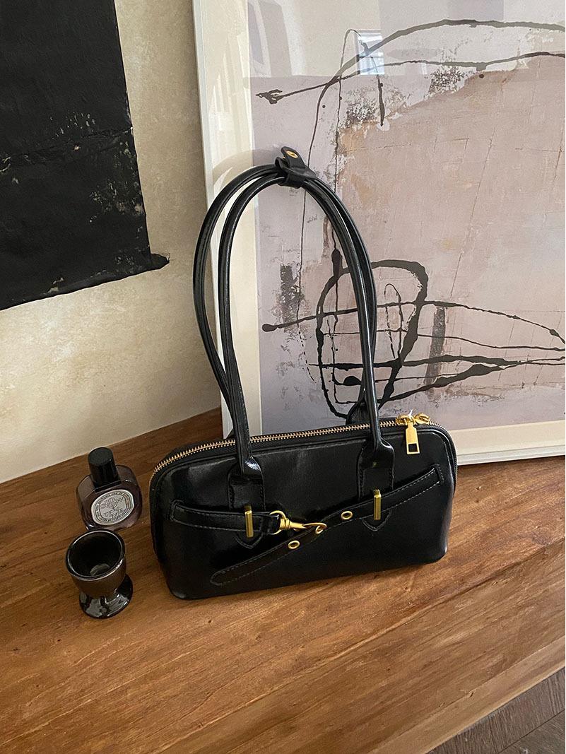 

Жіноча ретро-сумка для боулінгу високої якості – велика місткість, текстурований однотонний колір