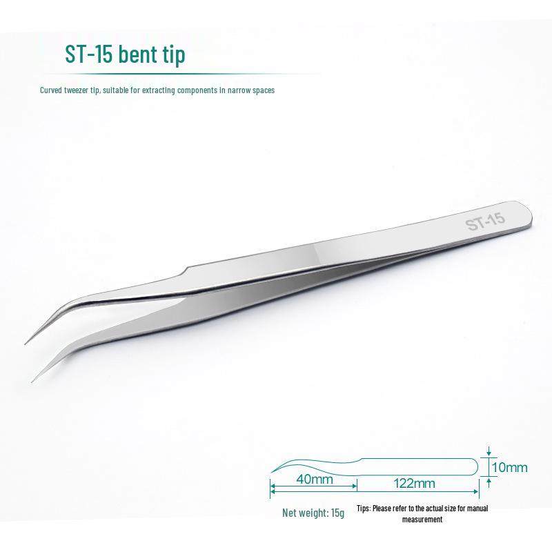 DIY Stainless Steel Curved Tip Anti-static Tweezers for Bird's Nest Handling and Eyelash Extensions