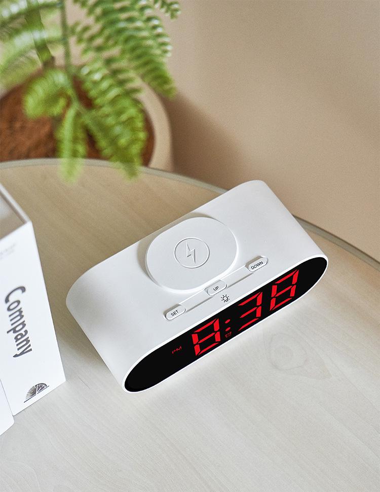 GH9000 Multi-functional Wireless Charging Alarm Clock - Bedside Desk Clock with Fast Mobile Phone Charging