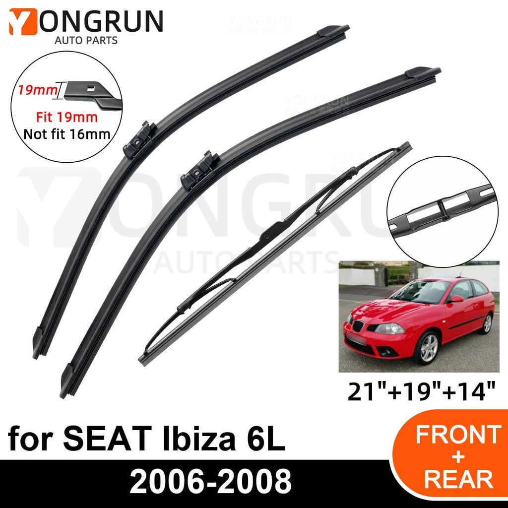 3PCS Car Wiper for SEAT Ibiza 6L 2006-2008 Front Rear Windshield Four Seasons durable Accessories 2006 2007 2008
