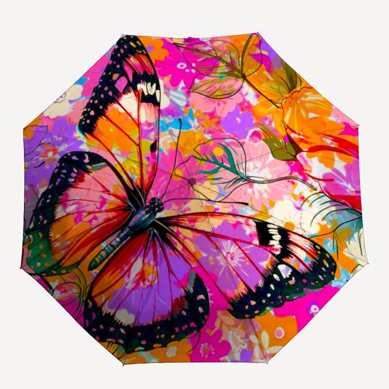 

1pc Butterfly Floral Automatic Open/Close Umbrella Compact Folding Umbrella, All-Season Portable Umbrella for Women/Men222