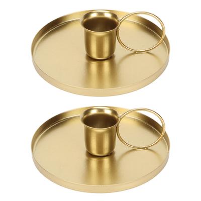 2 szt. Żelazny Świecznik Metalowy Domowy Złoty Prosty Retro Elegancki Stolikowy Stojak na Świece do Aromaterapii