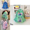 Stitch Cartoon School Backpack With Nylon Material And Antiload Burden For Middle School Students