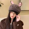 Winter Hat Female Cute Sweet Rabbit Ears Thickened Plush Cap Fashionable Thermal Hat