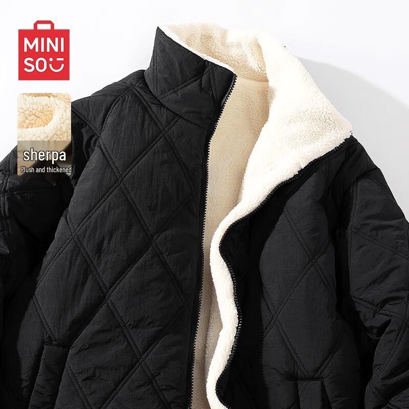 

MINISO Men s Plush-Lined Quilted Stand-Collar Winter Jacket 2XL