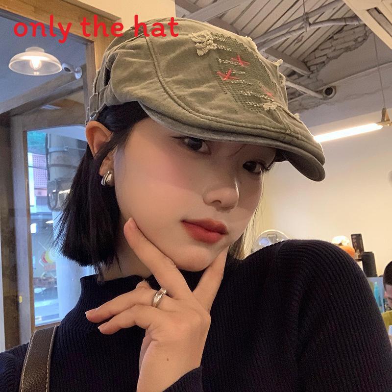 Классическая винтажная беретка из дышащего хлопка и полиэстера для весны и осени зелёный