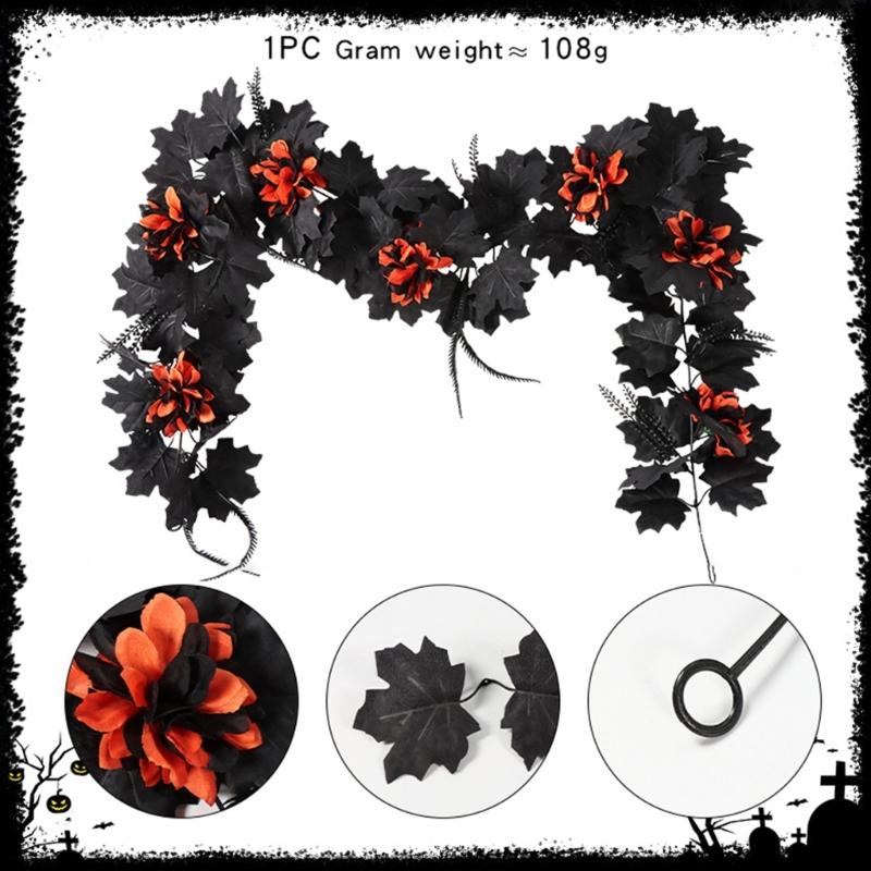 Flexible Artificial Maples Leaf Garlands Indoor Outdoors Halloween Theme Decors Easy Setups Sustainable Plastic Materials