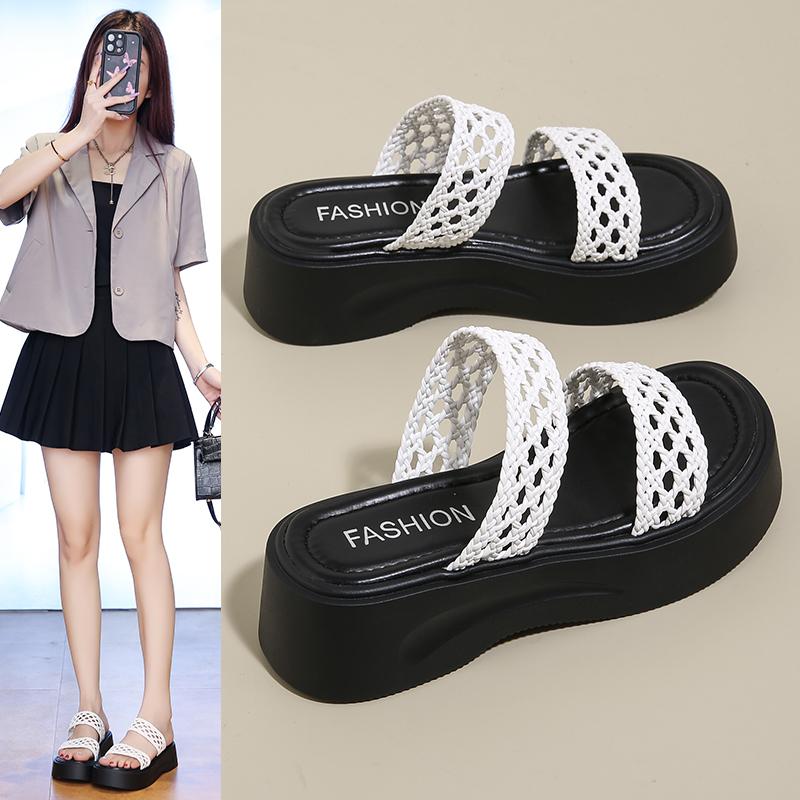 Women Wedge Sandals Hollow Cowhide Beach Sandals Ladies Non Slip Lightweight Platform Sandalias Mujer Casual Summer Shoe