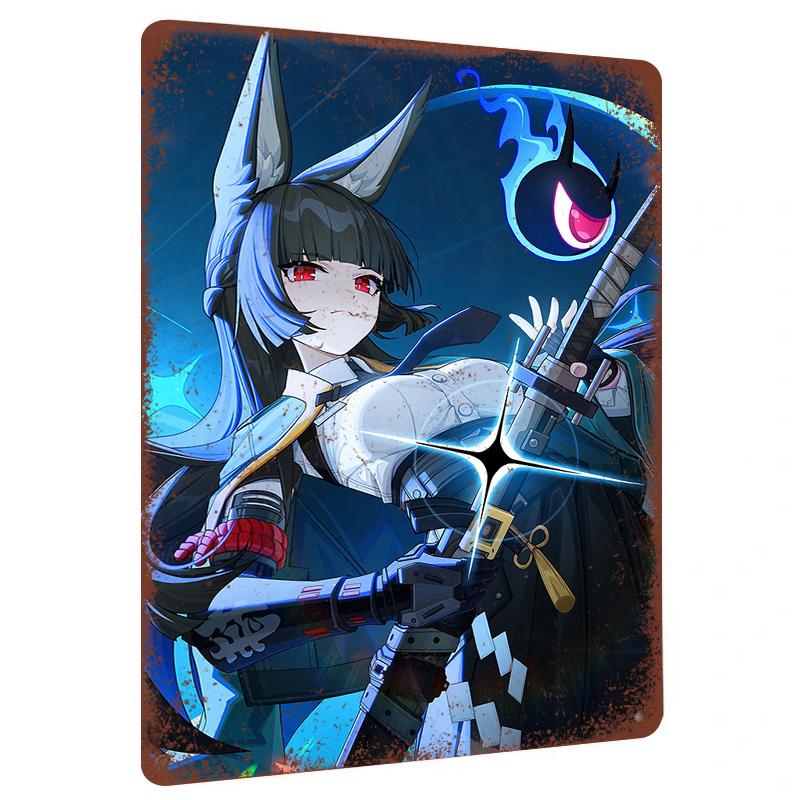 Anime Girl Samurai Metal Wall Art Japanese Manga Character Decorative Iron Painting for Home Room Decoration