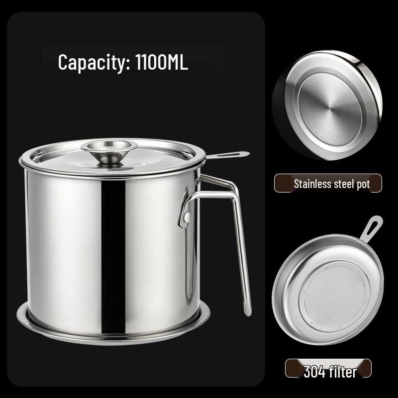 Multi-purpose Stainless Steel Oil Filter Pot with Large Capacity for Kitchen