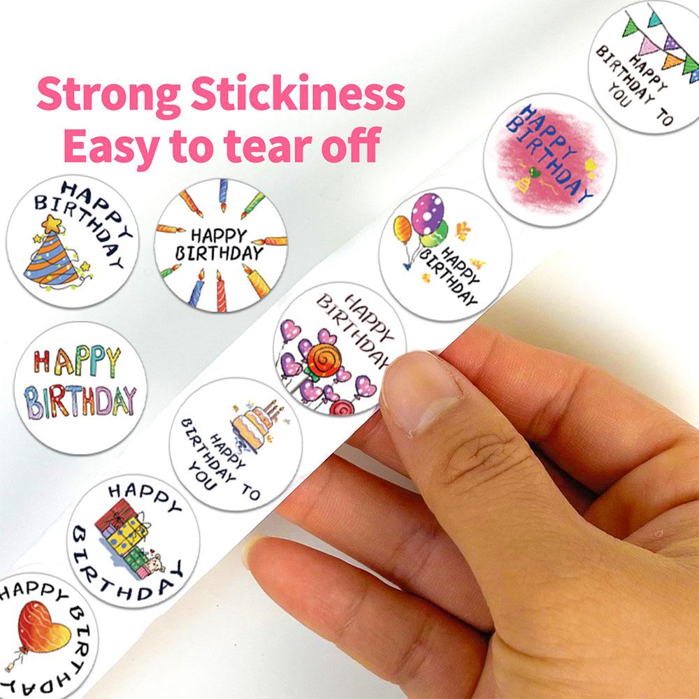 Crayon Happy Birthday Roll Stickers - 500 Sheets for Journals, Envelopes, and Decorations